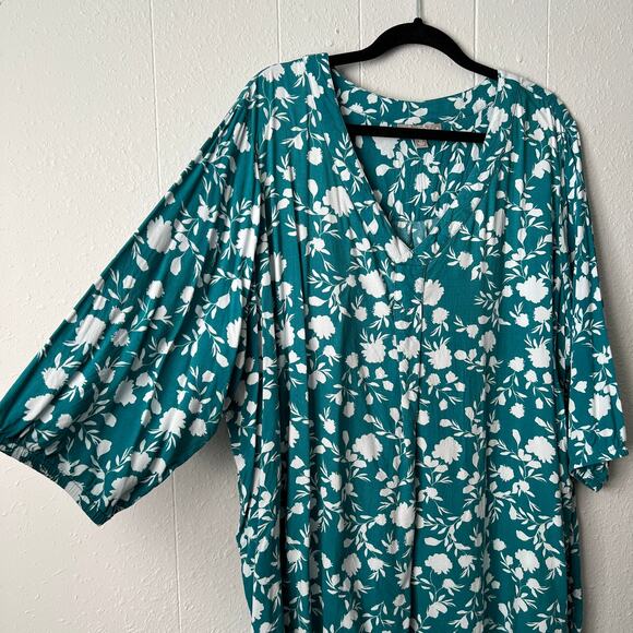 Woman Within Top 3X Floral Puff Sleeve Relaxed Comfort Casual Everyday Wear - Picture 5 of 12